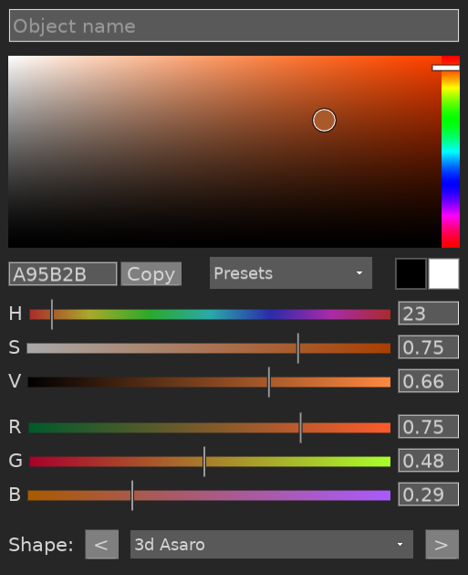 Standard Color Picker with HSV and RGB controls