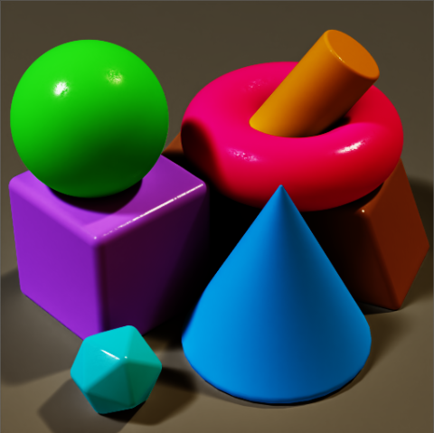 Primitive shapes with color tiles export preview